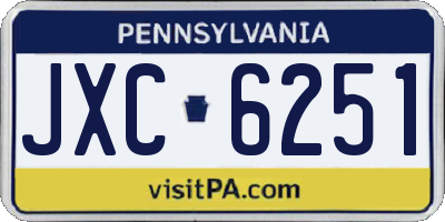 PA license plate JXC6251