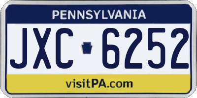 PA license plate JXC6252