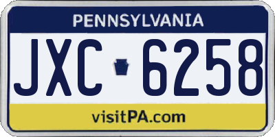 PA license plate JXC6258