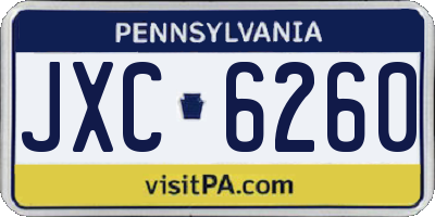PA license plate JXC6260
