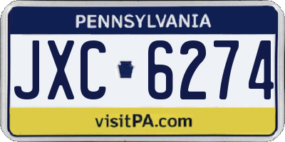 PA license plate JXC6274