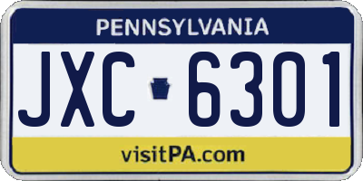 PA license plate JXC6301