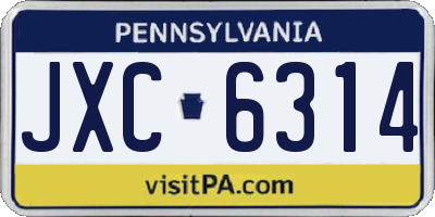 PA license plate JXC6314