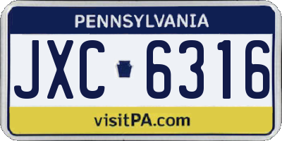 PA license plate JXC6316