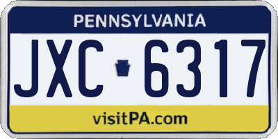 PA license plate JXC6317
