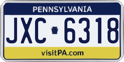 PA license plate JXC6318