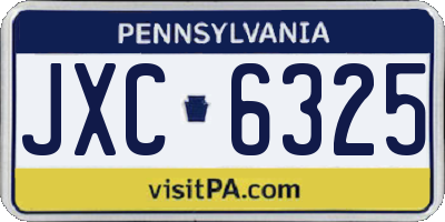 PA license plate JXC6325