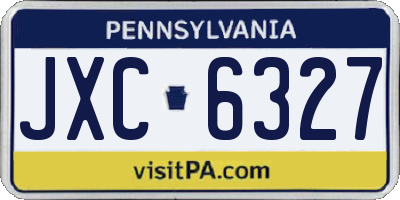 PA license plate JXC6327