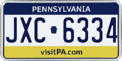 PA license plate JXC6334