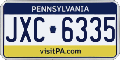 PA license plate JXC6335