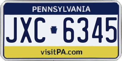 PA license plate JXC6345