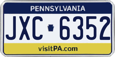 PA license plate JXC6352