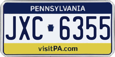 PA license plate JXC6355