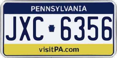 PA license plate JXC6356