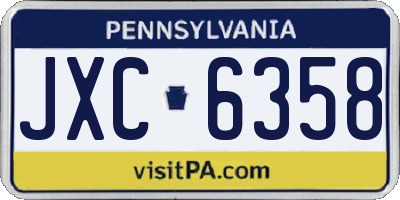 PA license plate JXC6358