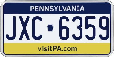 PA license plate JXC6359