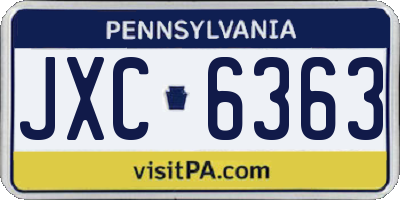 PA license plate JXC6363