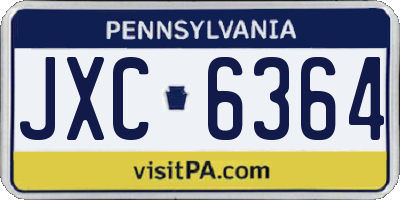 PA license plate JXC6364