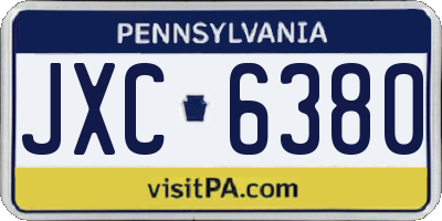 PA license plate JXC6380