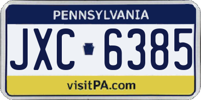 PA license plate JXC6385