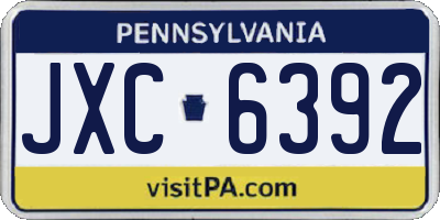PA license plate JXC6392