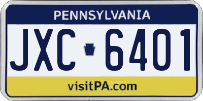 PA license plate JXC6401