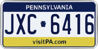 PA license plate JXC6416