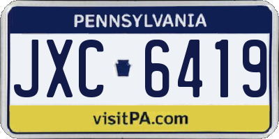 PA license plate JXC6419