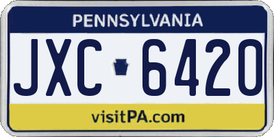PA license plate JXC6420