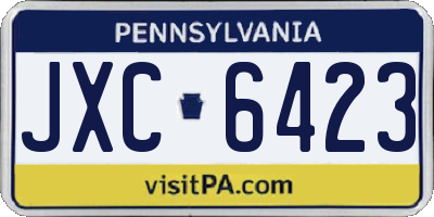 PA license plate JXC6423