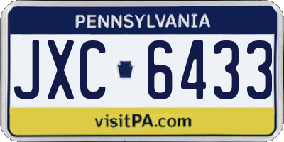 PA license plate JXC6433