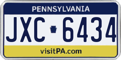 PA license plate JXC6434