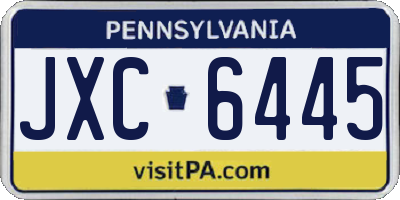 PA license plate JXC6445