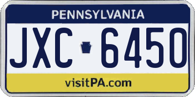 PA license plate JXC6450