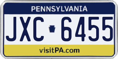 PA license plate JXC6455