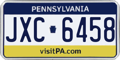 PA license plate JXC6458