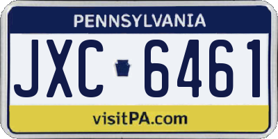 PA license plate JXC6461