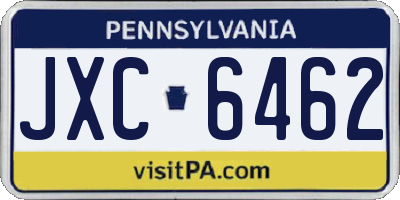 PA license plate JXC6462