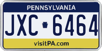 PA license plate JXC6464