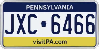 PA license plate JXC6466