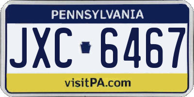 PA license plate JXC6467
