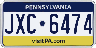 PA license plate JXC6474