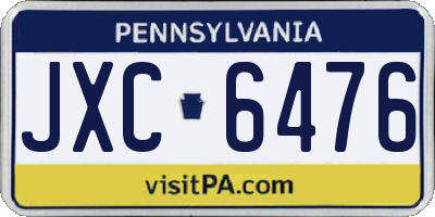PA license plate JXC6476