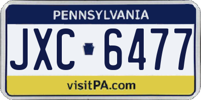PA license plate JXC6477