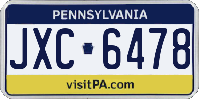 PA license plate JXC6478