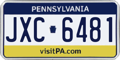 PA license plate JXC6481