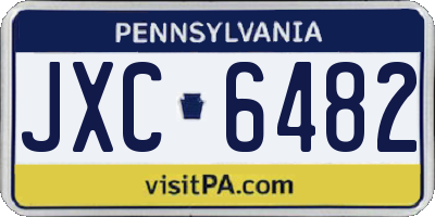 PA license plate JXC6482