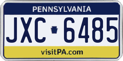 PA license plate JXC6485