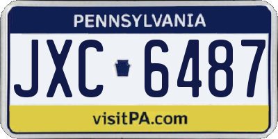 PA license plate JXC6487