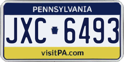 PA license plate JXC6493